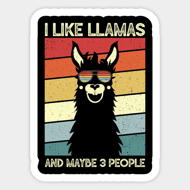 I Like Llamas And Maybe 3 People Retro Style Alpaca Sticker by Michelin